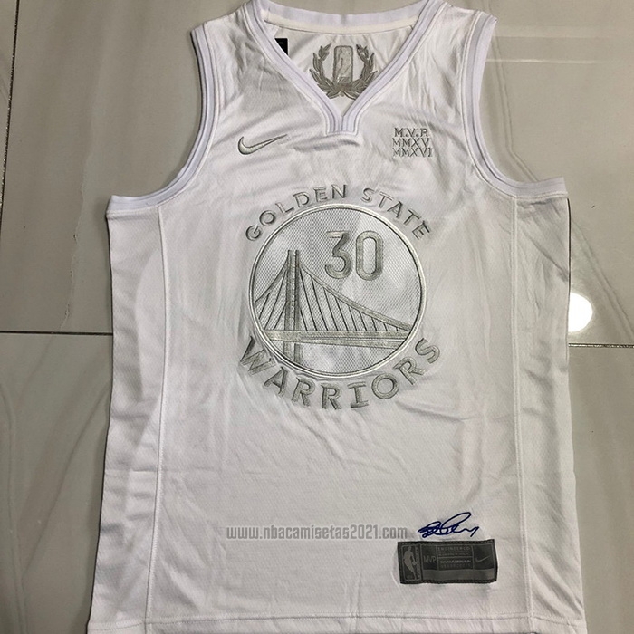 Camiseta Golden State Warriors Stephen Curry #30 MVP Blanco